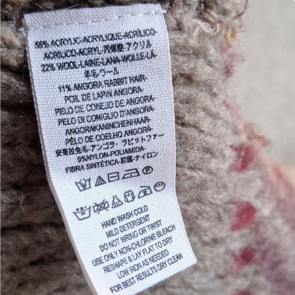 Free People Rust Red and Beige Fringed Knit Poncho - Picture 4 of 4